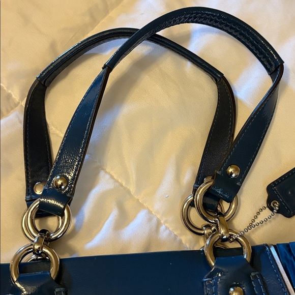 Coach Ashley Gathered Sateen Satchel F20084 SV/Ocean $358 NWOT purse blue - Picture 12 of 13